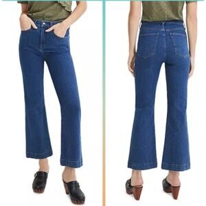 Veronica Beard Jeans 29 Carson Ankle Flare in Washed Oxford Blue Minimalist Chic